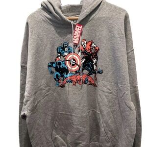 Marvel Avengers Mens Size 2XL Gray Graphic Print Pullover Hoodie NWT